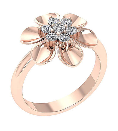 14k Rose Gold Round Diamond Designer Right Hand Anniversary Ring SI1 G 0.50 Ct Prong Set