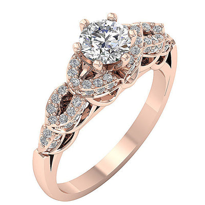 Prong Set Designer Anniversary Ring Round Diamond SI1 G 1.35 Ct 14k White Yellow Rose Gold