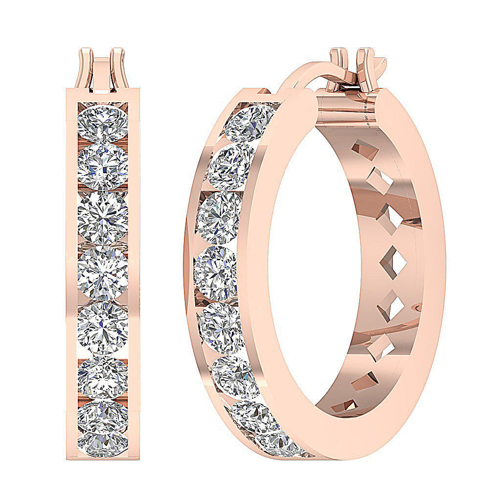 The Brian Gorgeous Natural Round Diamond 14K Rose Gold Hopp Earring Ch