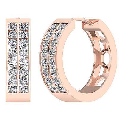 14kRoseGoldRoundDiamondUniqueEarring