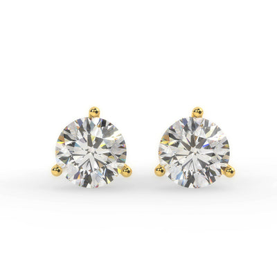 14k/18k Gold Natural Diamonds Solitaire Studs Earrings SI1 G 1.01 Ct Martini Prong Set