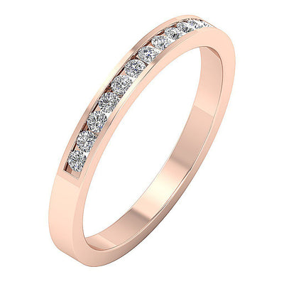 14k Rose Gold Designer Eternity Anniversary Ring I1 G 0.30 Ct Round Diamond Channel Set