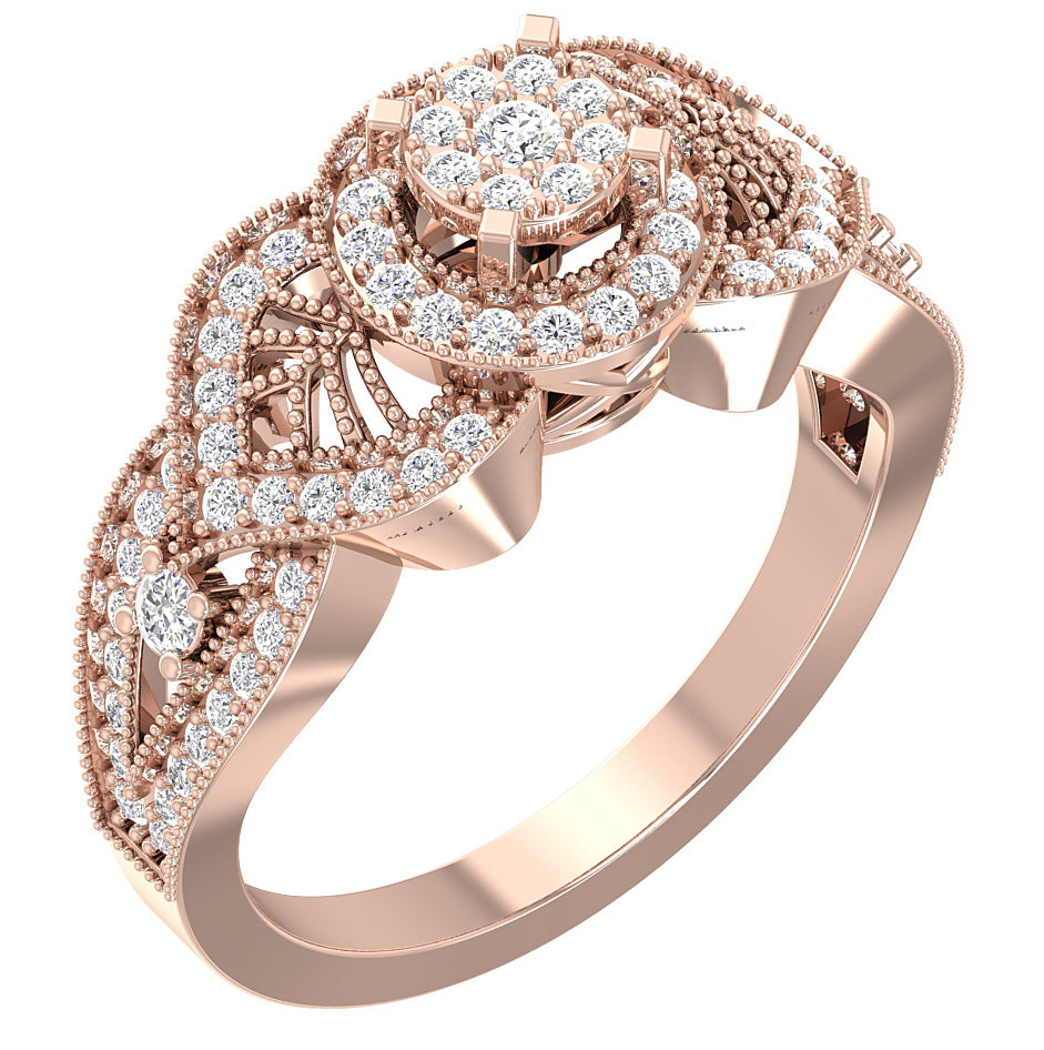 Diamond For Good Halo Engagement Wedding Band Round Cut I1 G 0.70 Carat 14K Gold