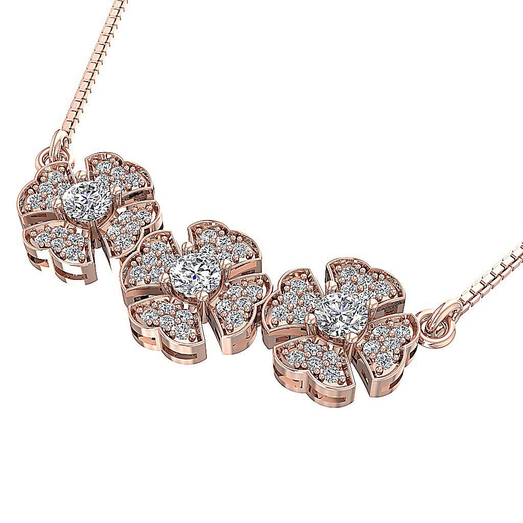 I1/SI1 G 1.00 Ct Flower Shape Fashion Wedding Pendant Genuine Diamond 14k/18k Yellow Gold Prong Set