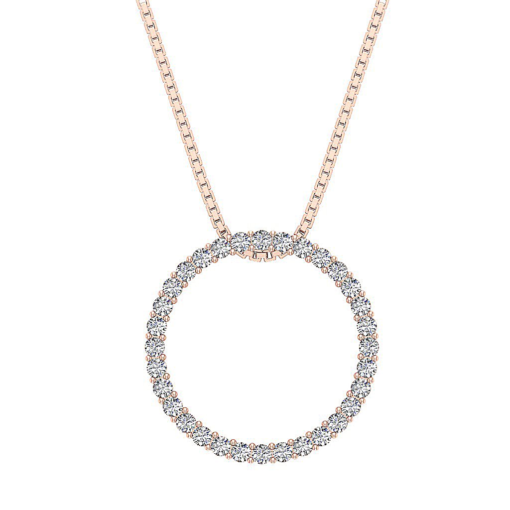Natural Diamond Circle Shape Engagement Pendants SI1/I1 G 0.75 Ct 14k/18k White Gold Prong Set
