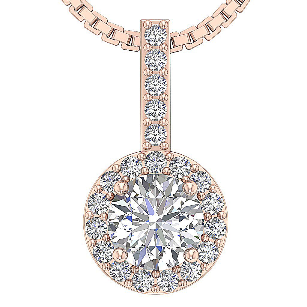Fashion Wedding Pendants Genuine Diamond SI1/I1 G 0.75 Ct 14k/18k Solid Gold Prong Set
