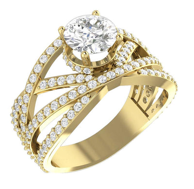 Designer Fashion Solitaire Ring I1 G 2.00 Carat Round Diamond 14k Solid Gold