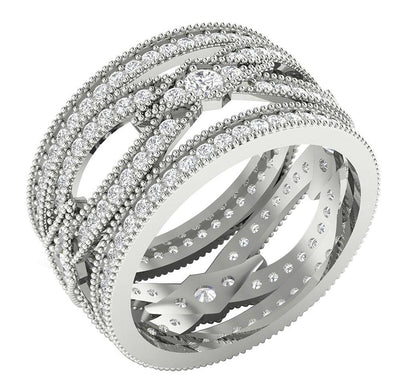 SI1 G 2.25 Ct Round Diamond 14k Solid Gold Designer Wedding Eternity Ring