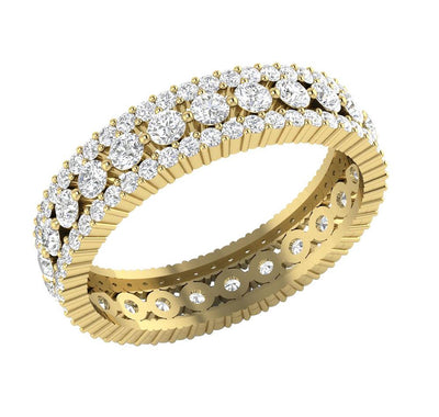 I1 G 2.00 Ct Natural Diamond 14k Solid Gold Designer Anniversary Eternity Ring