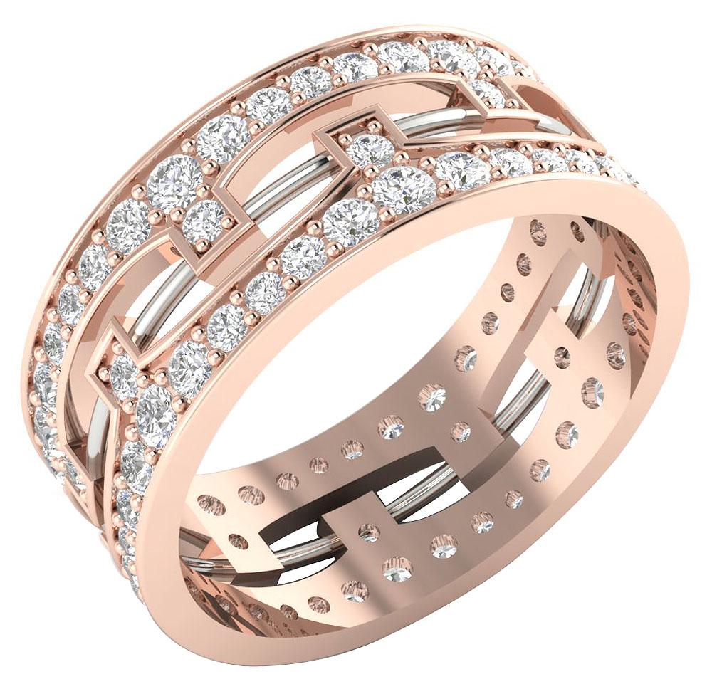 Eternity Anniversary Ring Prong Set 14k White Gold Round Diamond SI1 G 2.00 Ct 8.10 MM
