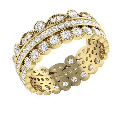 I1 G 2.00 Ct Natural Diamond 14k Solid Gold Designer Wedding Eternity Ring