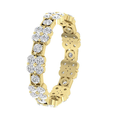 14k Rose Gold Round Diamond I1 G 2.25 Ct Eternity Anniversary Ring Prong Set 4.05 MM