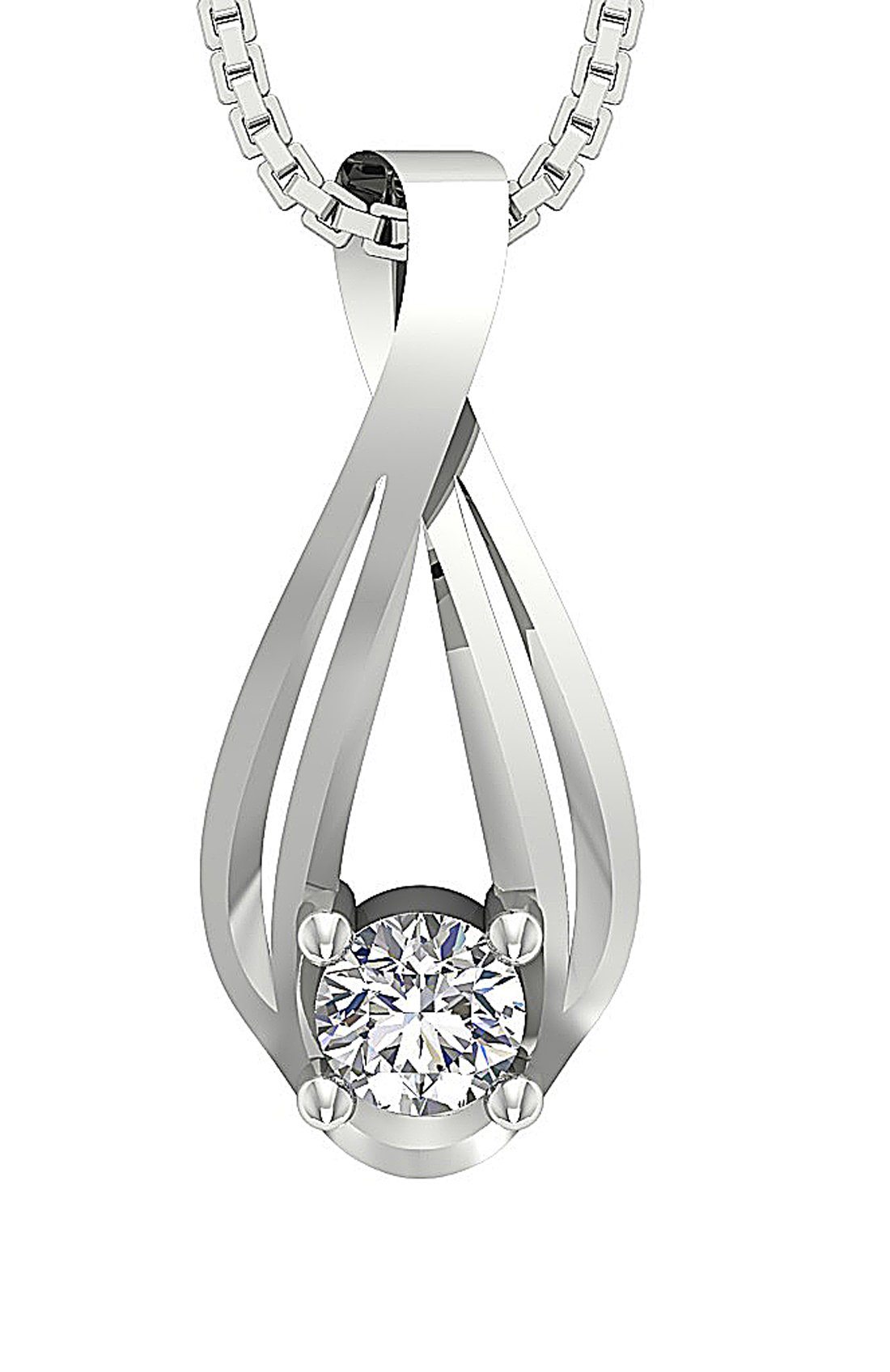VS1/SI1/I1 0.30 Ct Round Diamond 14k/18k Gold Designer Solitaire Pendants