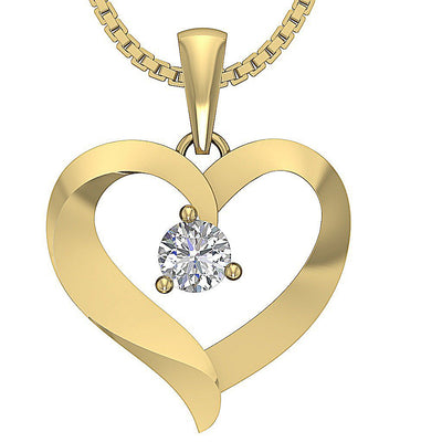 VS1/SI1/I1 0.30 Carat Natural Diamond 14k/18k Gold Heart Shape Pendant