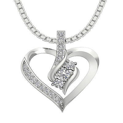 VVS1/VS1/SI1/I1 0.35 Ct Natural Diamond 14k/18k Gold Heart Shape Pendant