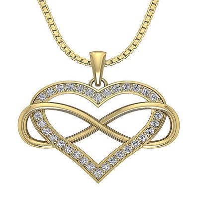 Round Diamond VVS1/VS1/SI1/I1 0.55 Ct Heart Infinity Shape Pendant 14k/18k Gold