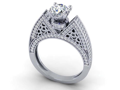 14k Solid Gold Genuine Diamond SI1 G 1.60 Carat Designer Unique Wedding Ring