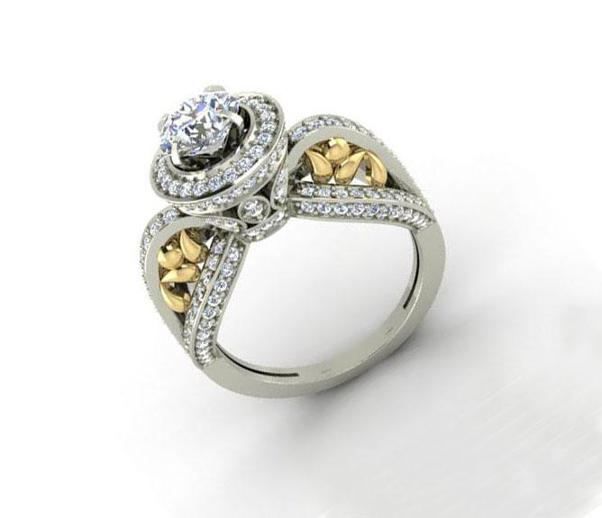 Natural Diamond Designer Engagement Ring SI1 G 2.00 Ct 14k White Gold Prong Set 10.30 MM
