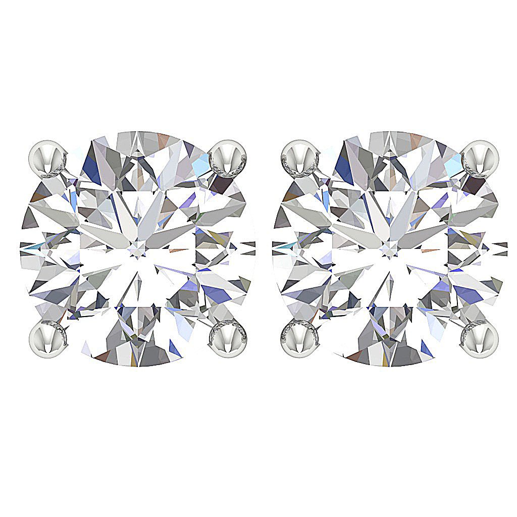 Lab Grown Diamond Solitaire Studs Earrings VS F 1.50-2.50 Ct 14k White Gold