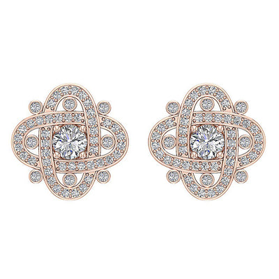 Natural Diamond Fashion Engagement Earrings SI1/I1 G 1.50 Ct 18k/14k White Gold Prong Bezel Set