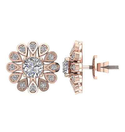 I1 G 2.10 Ct Natural Diamond 14k Solid Gold Removable Jacket Studs Earrings Set