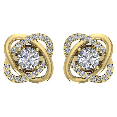 18k/14k Rose Gold Solitaire Studs Engagement Earrings Natural Diamond SI1/I1 G 0.75 Ct Prong Set