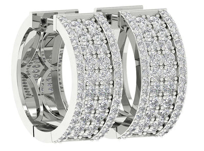 Prong Set Large Hoop Wedding Earrings Genuine Diamond VVS1/VS1/SI1/I1 2.50 Ct 18k/14k White Gold