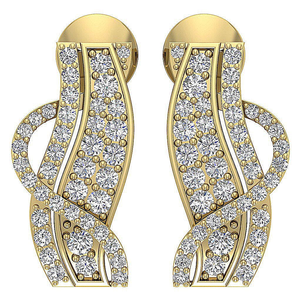 Designer Huggie Anniversary Earrings Round Diamond SI1/I1 G 0.75 Ct 18k/14k Solid Gold Prong Set