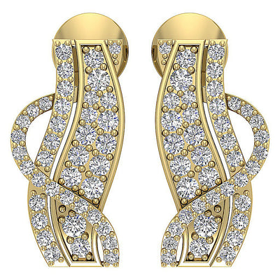 Designer Huggie Anniversary Earrings Round Diamond SI1/I1 G 0.75 Ct 18k/14k Solid Gold Prong Set