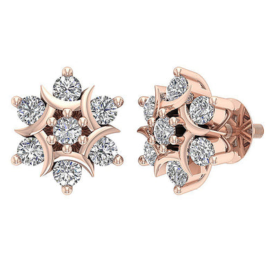 18k/14k Rose Gold Solitaire Studs Engagement Earring Natural Diamond SI1/I1 G 0.70 Ct Prong Set