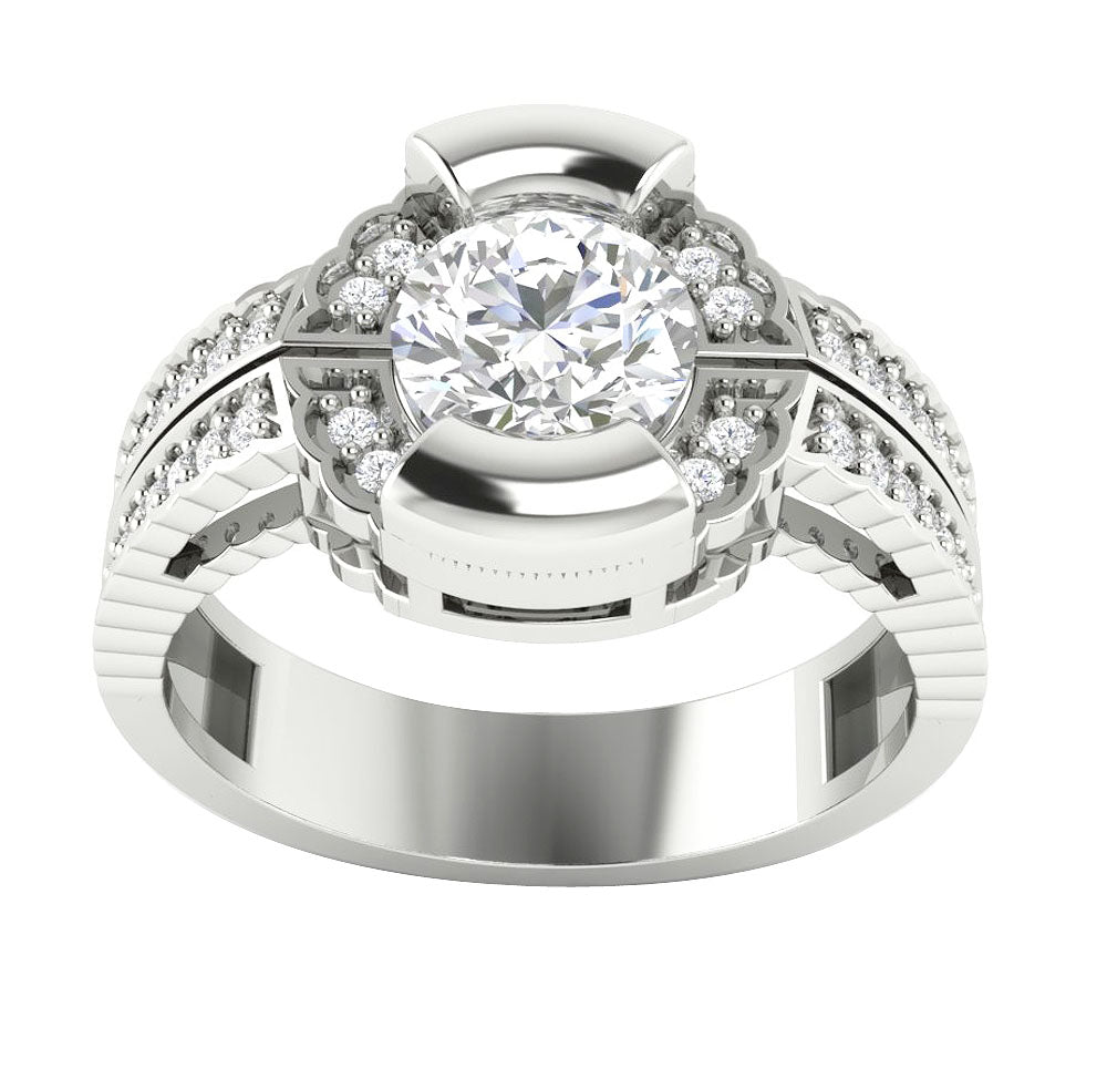 14k Rose Gold Solitaire Anniversary Ring Round Diamond I1 G 1.05 Ct Prong Bar Set 10.60 MM