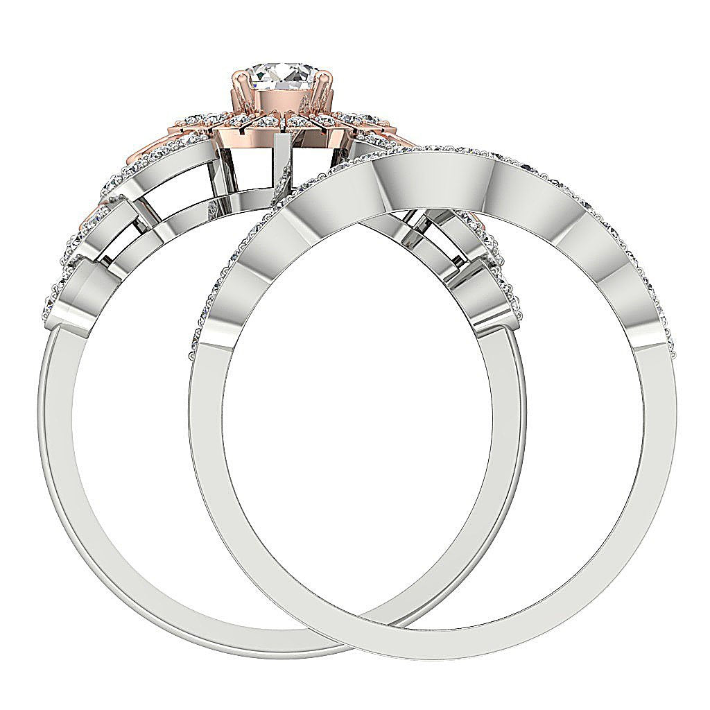 Diamond For Good Jewelers Wedding Bands Set SI1 G 0.80 Carat Round Diamond 14K Gold
