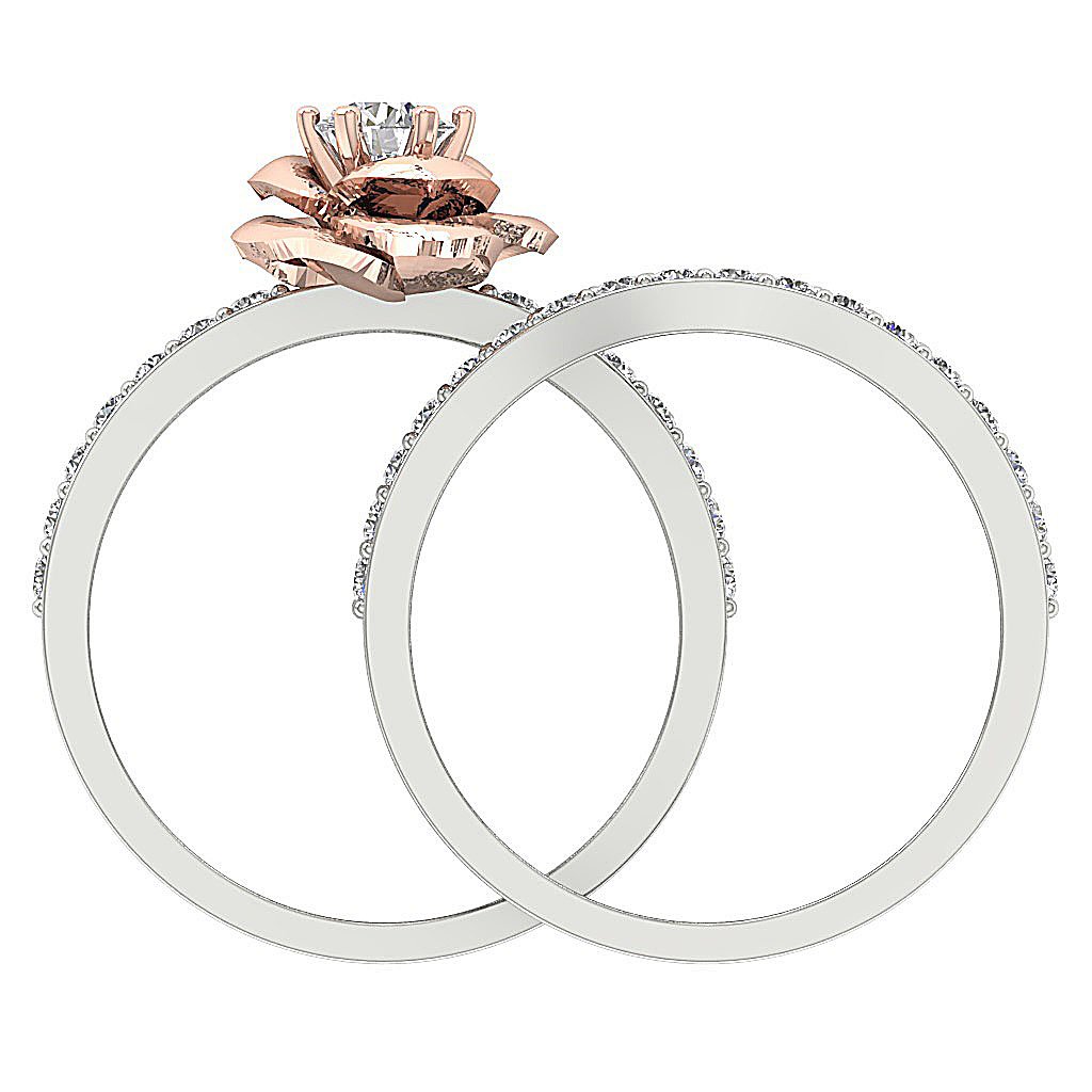 Flower Engagement Ring Wedding Band Set I1 G 1.10 Ct Natural Diamond 14K Gold
