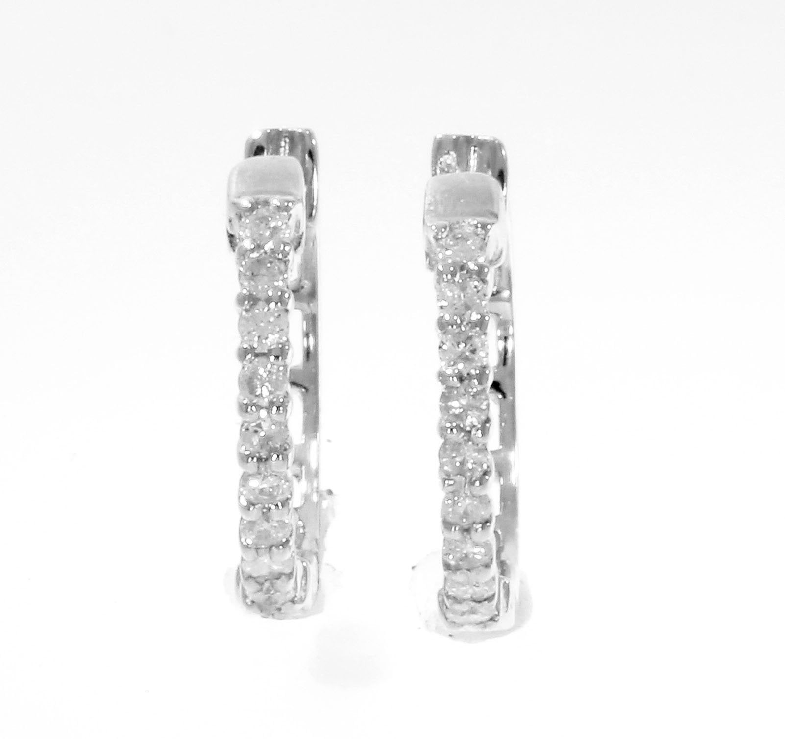 Beautiful Hoop Wedding Earrings Genuine Diamond SI1/I1 G 0.25 Ct 14k/18k Solid Gold Prong Set