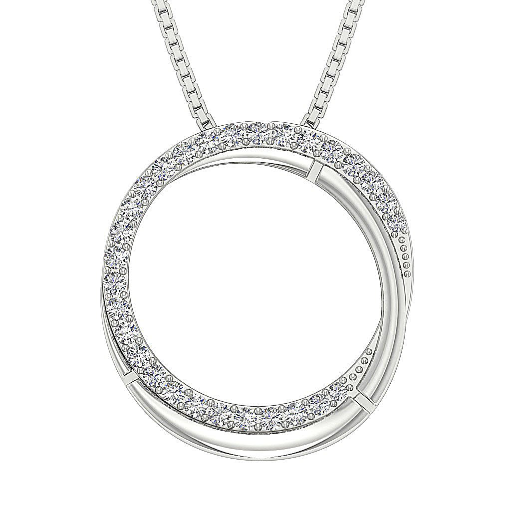 Circle Shape Anniversary Pendants Round Diamond VVS1/VS1/SI1/I1 0.50 Ct 14k/18k Solid Gold Prong Set