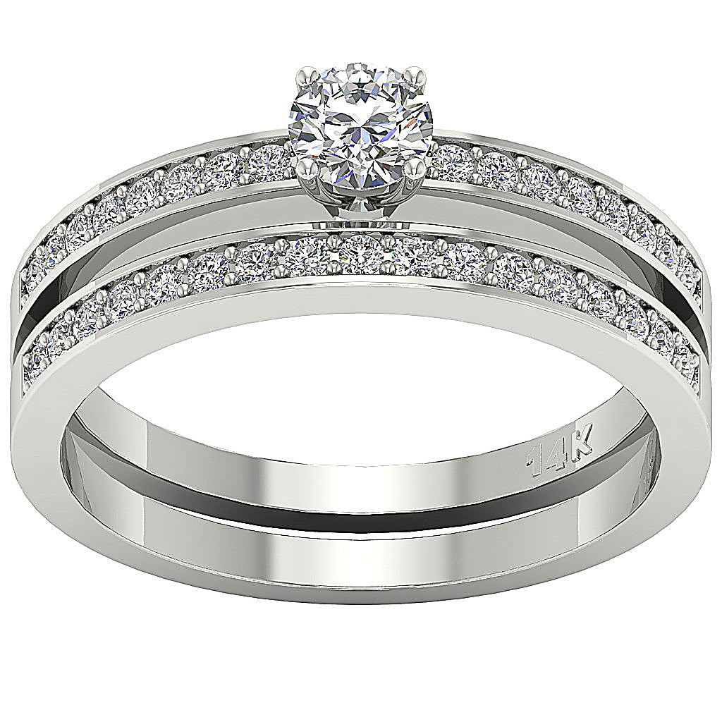 14kWhiteGoldDesignerBridalWeddingRingSet