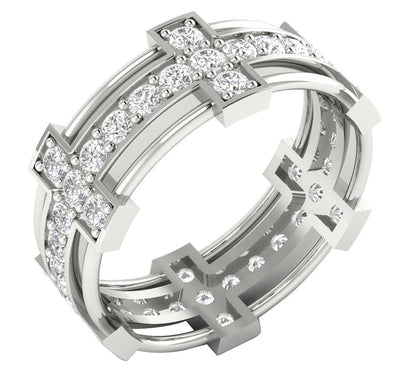 Genuine Diamond 14k Solid Gold SI1 G 1.60 Ct Vintage Eternity Wedding Ring Prong Set 7.95 MM