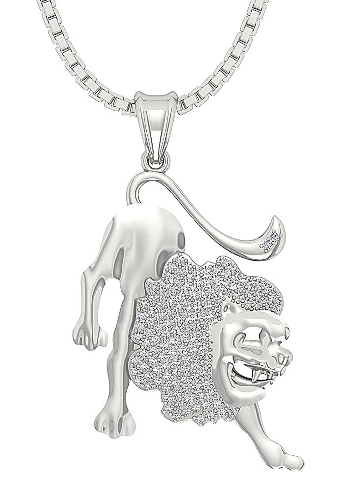 Leo Zodiac Sign Anniversary Pendant Necklace Round Diamond I1/SI1 G 0.60 Ct 14K/18K Solid Gold Prong Set