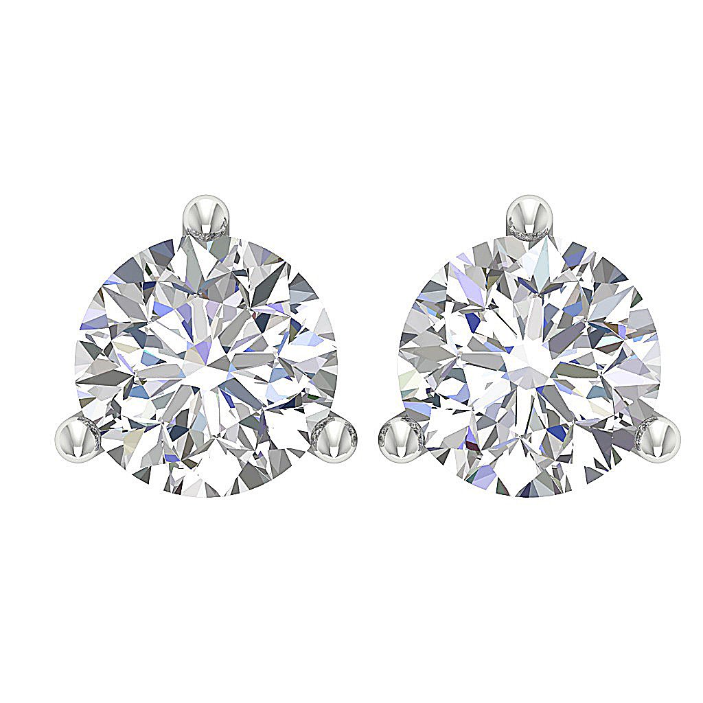 VS F 1.50-2.50 Ct Solitaire Studs Earrings Lab Grown Diamond 14k White Gold