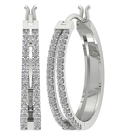 Prong Set Large Hoop Anniversary Earrings Round Diamond VVS1/VS1/SI1/I1 1.10 Ct 18k/14k White Gold