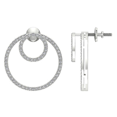 Genuine Diamond Fashion Wedding Earrings SI1/I1 G 0.90 Ct 18k/14k White Gold Prong Set