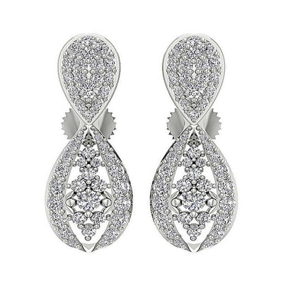 SI1/I1 G 1.00 Ct Fashion Wedding Earrings Genuine Diamond 18k/14k Yellow Gold Prong Set