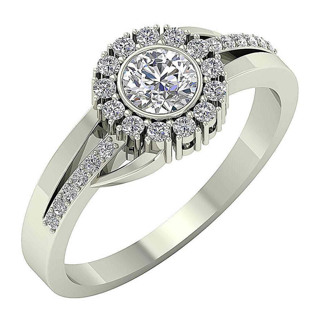 Round Diamond Designer Solitaire Anniversary Ring I1 G 0.80 Ct 14k Solid Gold Prong Bezel Set