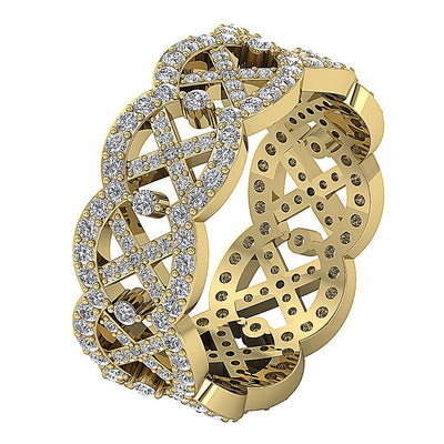Natural Diamond I1 G 1.75 Ct Designer Wedding Eternity Ring 14k Solid Gold