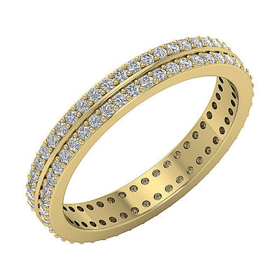 Eternity Engagement Ring Natural Diamond I1 G 0.90 Ct 14k Yellow Gold Prong Set 3.30 MM