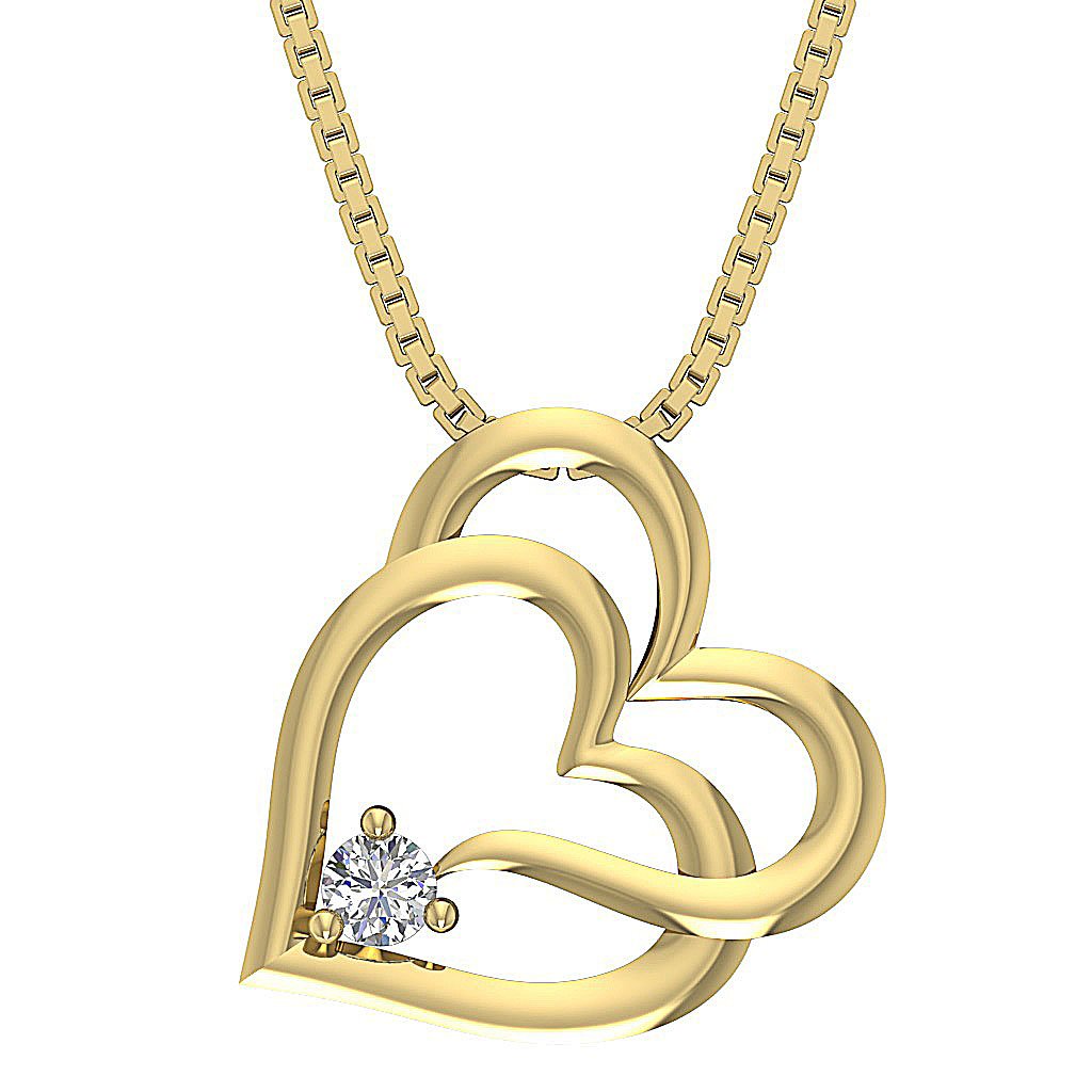 14k/18k Solid Gold Designer Heart Pendant SI1/I1 G 0.10 Carat Natural Diamond