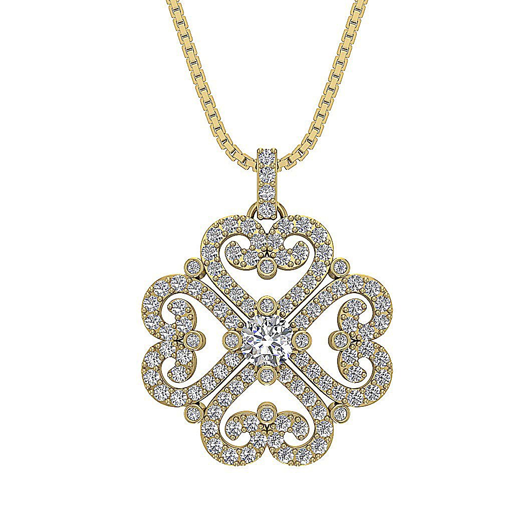 Designer Fashion Pendants VS1/SI1/I1 1.35 Carat Genuine Diamond 14k/18k Gold