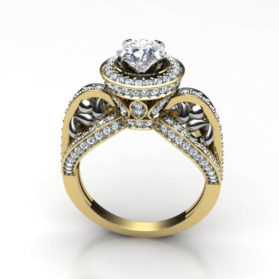 Natural Diamond Designer Engagement Ring SI1 G 2.00 Ct 14k White Gold Prong Set 10.30 MM