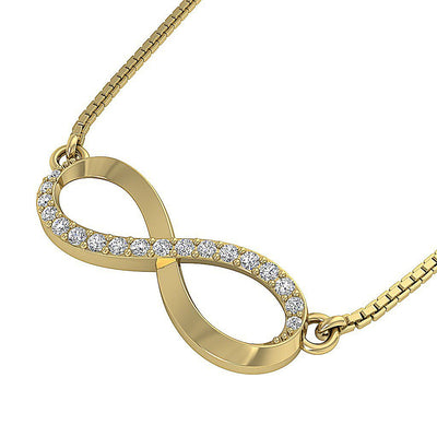 I1/SI1 G 0.25Carat Round Diamond 14k/18k Gold Infinity Shape Fashion Pendants