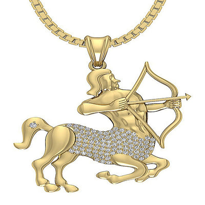 I1/SI1 0.40 Ct Sagittarius Zodiac Sign Pendant Necklace 14K/18K Gold Round Diamond